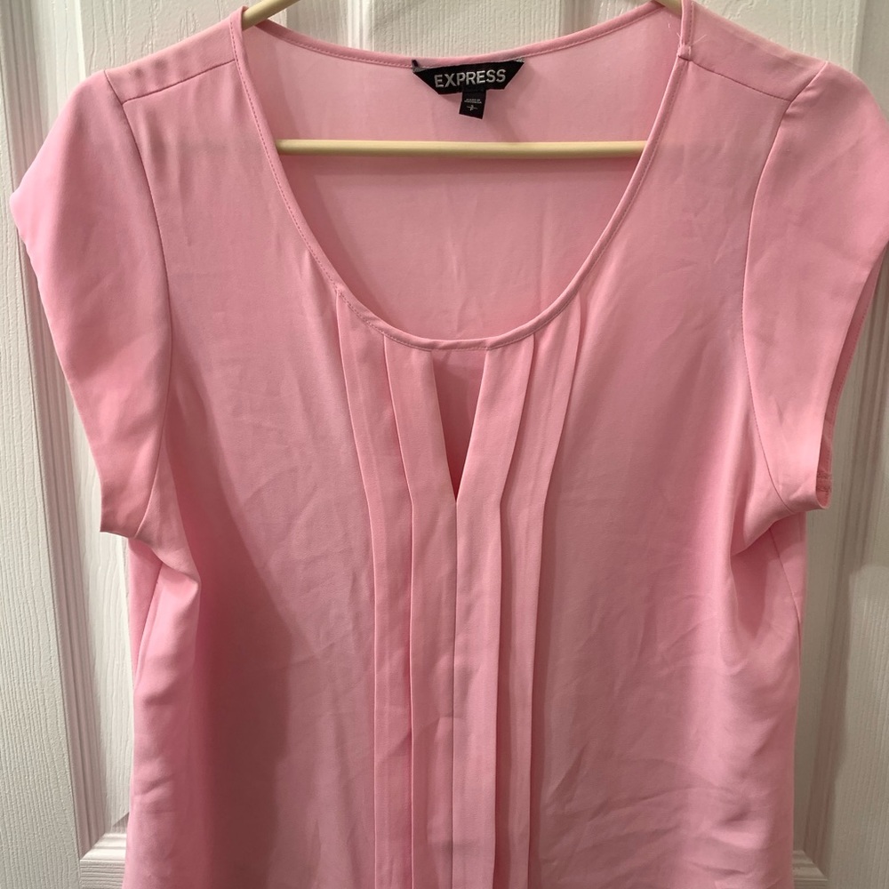 Express Top chiffon pleated blouse light pink